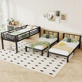 Mirightone Triple Bunk Bed Metal 3 Bed Bunk Beds for Kids Twin Over Twin Bunk Beds for 3 with Safety Guardrail for Teens Adults, Can Be Separated into 3 Twin Beds, Noise Free, Black Mirightone