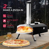 Icyglee 12" Wood Pellet Outdoor Pizza Oven,Wood Fired Portable Pizza Maker with Rotatable Pizza Stone, Countertop Pizza Grill for Backyard and Outside, Black Icyglee