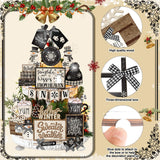 CroBlissful 24 Pcs Christmas Winter Tiered Tray Decor Snowman Farmhouse Decor Christmas Winter Snowflake Snowman Table Centerpieces Hello Winter Wood Blocks Signs for Home Decor, Without Tray CroBlissful