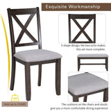 6 Piece Dining Room Table Set, Rustic Farmhouse Dining Room Foldable Table with 4 Upholstered Chairs and Bench, Solid Wood Kitchen Dining Table Set for 6 Persons (Espresso) Merax