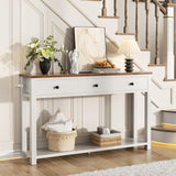 Homieasy Farmhouse Console Table with 3 Drawers, 47 Inch Wood Sofa Table with Storage Shelf for Living Room, Behind Couch, Entryway Table for Hallway, Living Room, or Foyer, Rustic Brown and White Homieasy