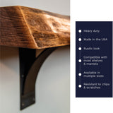 RRD Steel Mantel Brackets Heavy Duty (2 Pack) Fireplace Mantel Brackets - Countertop Support Bracket - Hand Welded Steel Bracket - Mantel Bracket Rustic Farmhouse Décor (6"x7"x2", ¼” Natural Steel) Rustic Red Door Co.