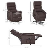 HOMCOM Power Lift Chair with Vibration Massage, Fabric Upholstered Recliner Chair for Elderly with Remote Control, Side Pockets, Brown HOMCOM