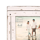Prinz Homestead 4x6 Distressed Plank Picture Frame, Tabletop or Wall Mount, Antique White Prinz