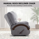 CANMOV Rocker Recliner Chair for Adults,Manual Recliner Chair with Overstuffed Backrest and Armrests, Soft Fabric Manual Rocking Reclining Sofa for Living Room,Grey CANMOV