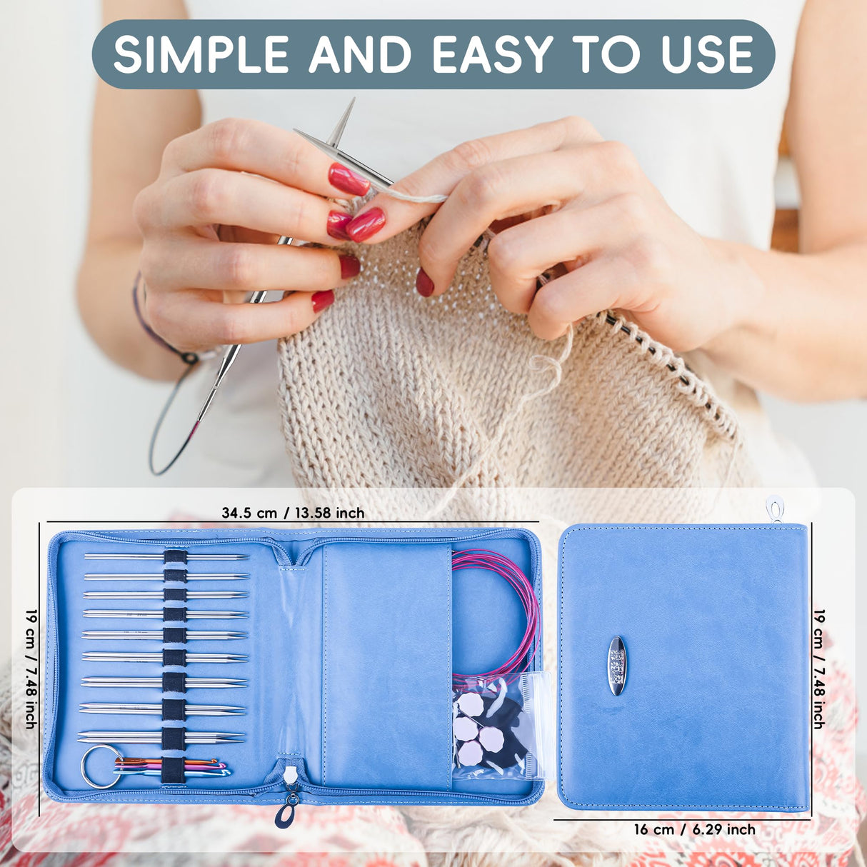 Froggod 4.5-Inch Aluminum Lace Interchangeable Circular Knitting Needle Set, Sizes US 1, 1.5, 2, 2.5, 4, 5, 6, 7 Interchangeable Knitting Needles Lace-Tip with 4 Assorted Cables with Project Bag Froggod