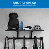 Mount-It! WheelsUp Bike Storage Rack with Shelf | Wall Mounted Garage Organizer Holds 5 Bikes | Adjustable Padded Hooks, Max Capacity 385 lbs | Space-Saving Solution Mount-It!