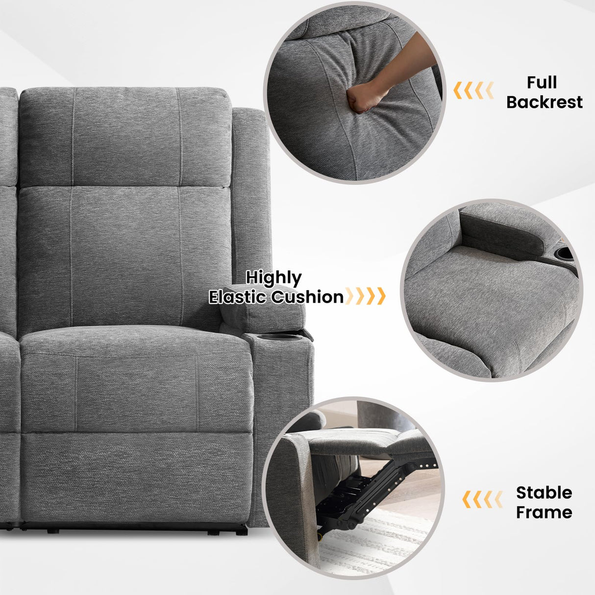 RIHEREFY Loveseat Recliner, Loveseat Sofa with Adjustable Footrest, Wall Hugger Recliner for Living Room & Home Theater & RV(Gray) RIHEREFY