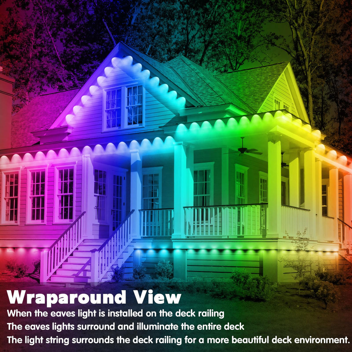 FBZ 150FT Permanent Outdoor RGB Lights - IP67 Waterproof with Smart App Control Remote,DIY Scene Modes, Music Synchronization,Eaves Lights for Garden Decor,Deck,Christmas FBZ
