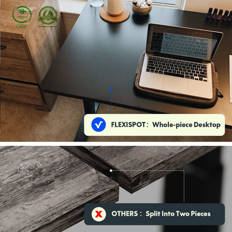 FLEXISPOT Standing Desk, Electric Height Adjustable Desk 48 x 24 Inches Sit Stand Desk Home Office Desk Whole-Piece Desk Board (Black Frame + 48 in Black Top) FLEXISPOT