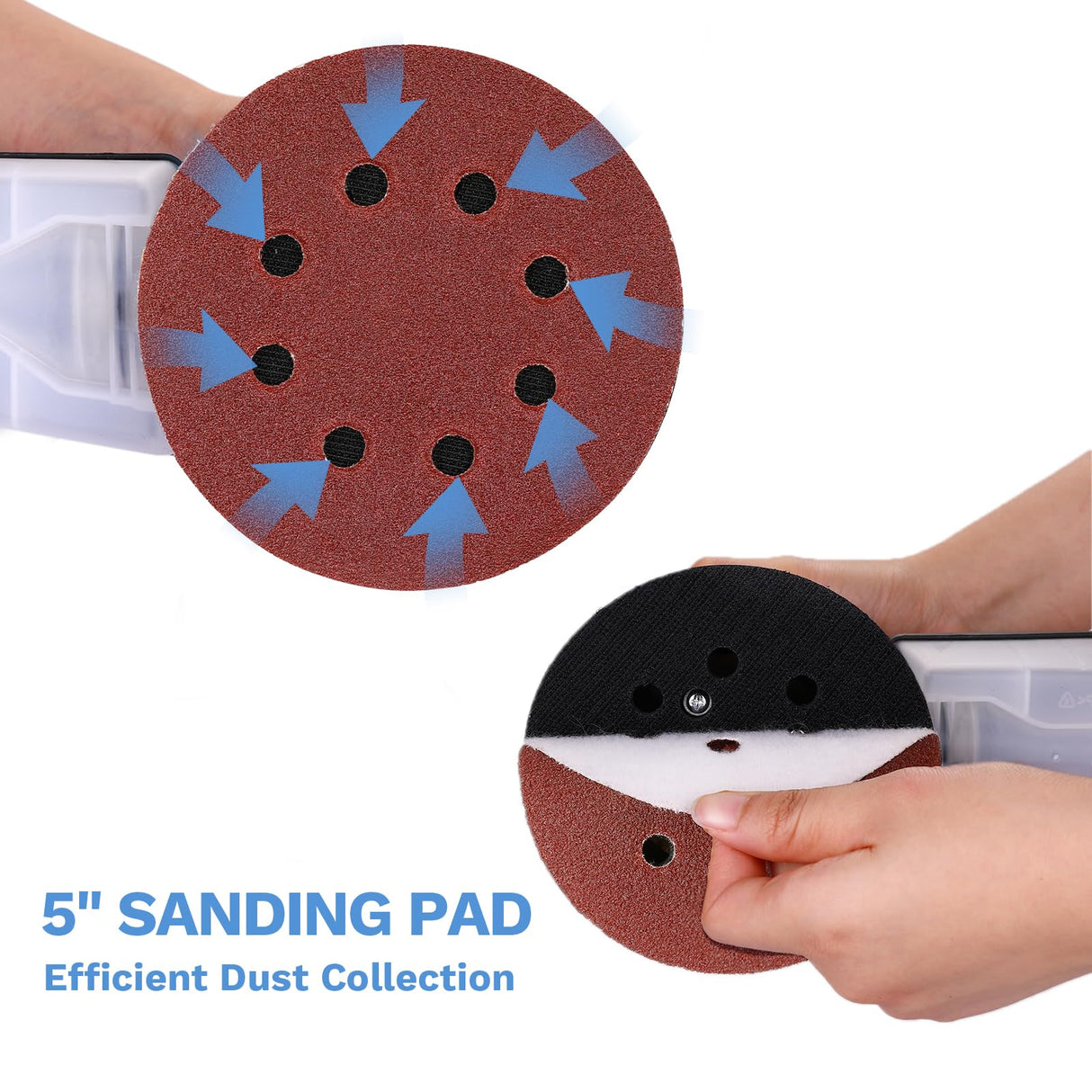 Orbital Sander Corded Hand Sander: DEKOPRO 20V 5" Random Orbital Sander with Dust Box, 6 Various Speeds Electric Palm Sander with Dust Box, 16Pcs Sandpapers for Woodworking & Sanding (Blue) DEKOPRO