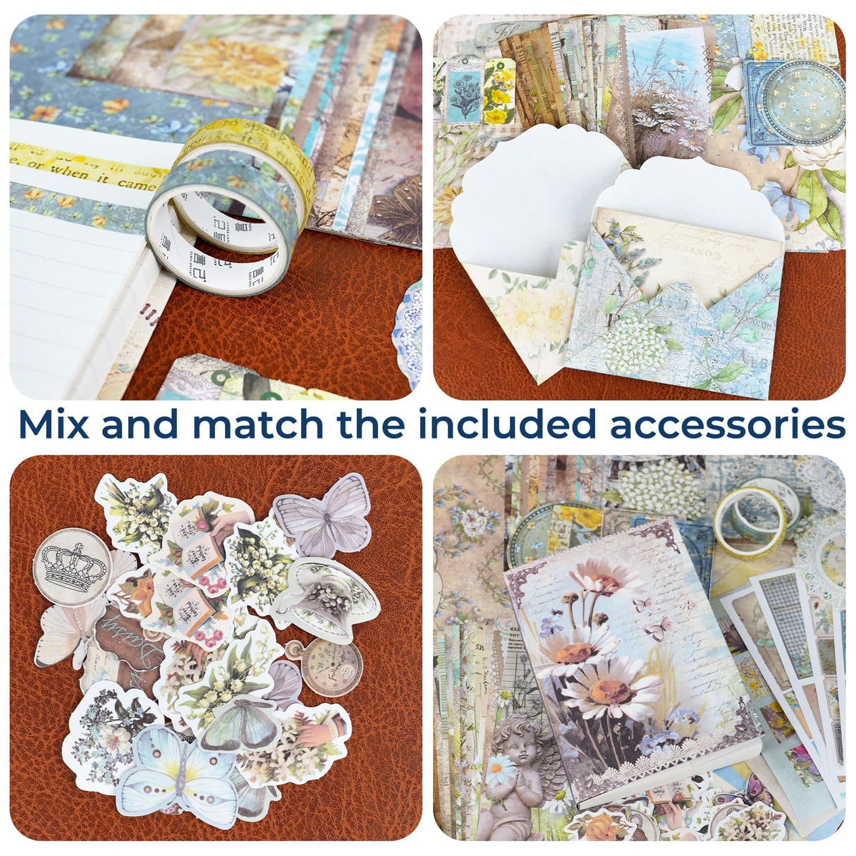 Funto Scrapbooking Kit (202 PCS), Vintage Collection-Wonderland, Perfect for Bullet Scrapbooking Materials, Planner DIY Arts Craft Collage Funto