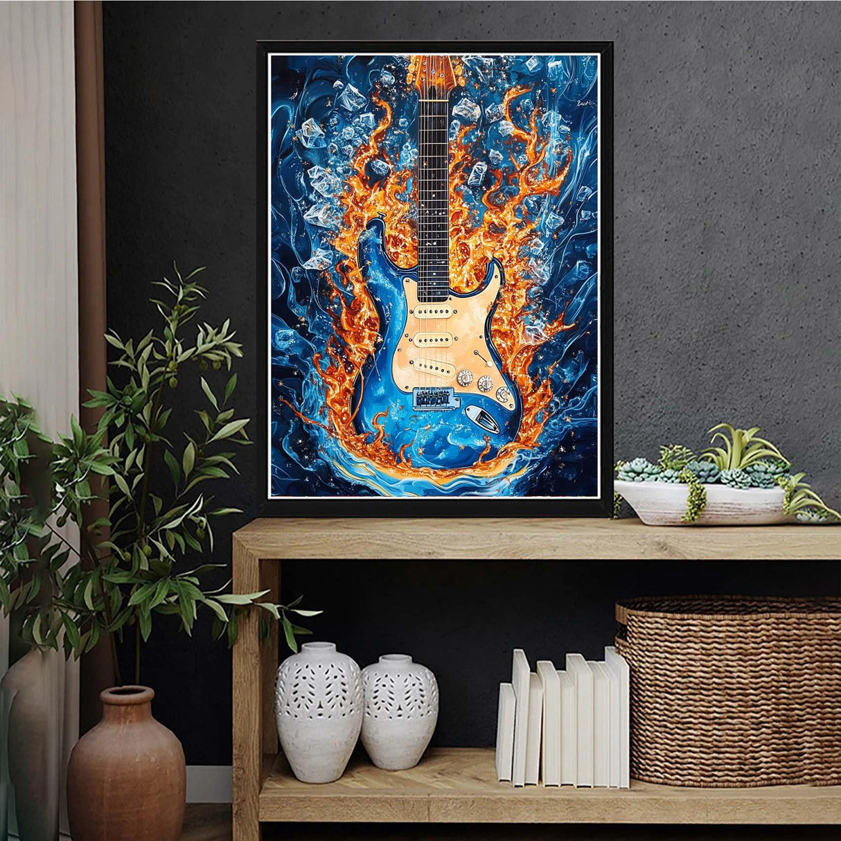 VAIIEYO 5D DIY Diamond Art Kits for Adults Guitar, Diamond Painting Musical Instrument, Paint by Numbers Full Drill Round Rhinestone Craft Canvas for Home Wall Decor Gift 12x16 inch-7 VAIIEYO