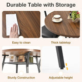 Pamapic Round Dining Table Set for 4, Kitchen Table and Chairs for 4, Dining Room Circle Dinner Pedestal Table, Solid Metal Frame,Space Saving Wood Kitchen & Dining Room Furniture,Walnut Pamapic