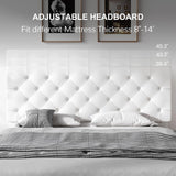 REVOMINCA Full Bed Frame with Headboard, Faux Leather Upholstered Platform Bed Frame, White Bed Frame Full Size, Wooden Slat Support, No Box Spring Needed, White REVOMINCA