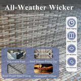 XTWEEX 7-Piece Outdoor Sectional Sofa Set, Wicker Patio Furniture with Navy Blue Cushions for Your Villa, Balcony, Porch, Backyard, Gray Rattan XTWEEX