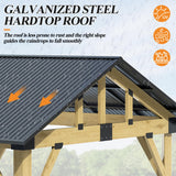 COVERONICS 13’x15’ Outdoor Hardtop Wood Gazebo - Patio Gazebo with Galvanized Steel Roof, Cedar Wooden Carport Gazebos for Garden, Porch, Patio and Deck COVERONICS