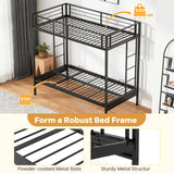 KOMFOTT Metal Twin Over Futon Bunk Bed, Heavy-Duty Loft Bed with Convertible Futon Underneath, Metal Slats Support, Dual Ladders & Full Length Guardrail, No Box Spring Needed (Black) KOMFOTT