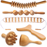 lianjindun 6 in 1 Wood Therapy Massage Tools, Maderoterapia kit, Wood Therapy Set, Lymphatic Drainage Massager, Wooden Gua Sha Tools, Wooden Massager Roller Rope for Body Shaping Anti Cellulite lianjindun