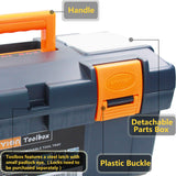 Anyyion 16.5-inch Tool Box with Removable Tray, Small Parts Box On The Lid is Removable, Tray Can be Removed and Combined at Will (Blue) Anyyion