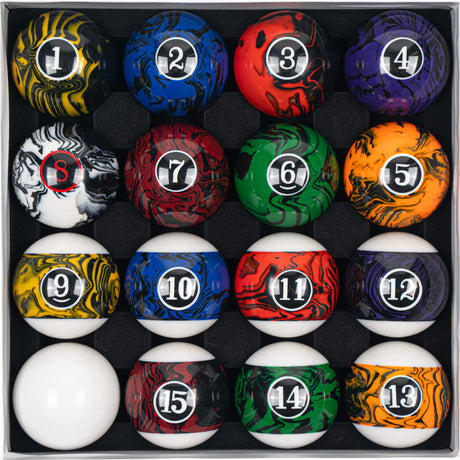 Billmart Billiard Balls Set 16 Pool Table Balls (Black Marble Premium) Billmart