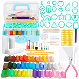 Caydo 177 PCS Polymer Clay Earring Kit with 3-Layer Storage Box, 44 Color Clays, 24 Earring Cutters and Accessories, Instructions Included Caydo