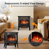 ZAFRO Freestanding Electric Fireplace Stove with Realistic Flame, 5100 BTU Electric Fireplace Heater with Retro Design, 1000W/1500W, Dual Safety Protection for Living Room, Bedroom ZAFRO