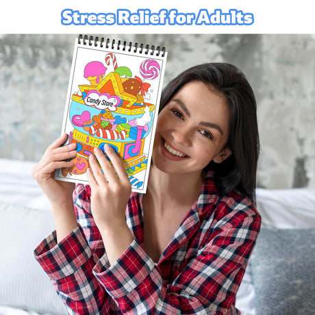Elfew 4 Set Coloring Books for Teens & Kids 8-12, Stress Relieving & Therapeutic Coloring Book with 80 Cute Patterns, Anxiety Relief & Relaxation for Teens Adult Women Elfew