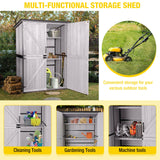 Aivituvin Outdoor Storage Shed Upgraded with Strong Metal Frame Garden Tool Shed Storage House Cabinet with Adjustable Shelfs and Wooden Floor 4.6 x 2.42FT (Off-White) Aivituvin