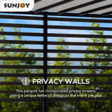 Sunjoy Outdoor Pergola 10 x 12 ft. Steel Pergolas with White Adjustable Shade and Privacy Screen for Backyard, Garden Activities Sunjoy