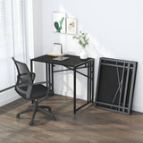 Lutown-Teen Small Folding Computer Desk 32 inch, Writing Gaming Computer Desk for Small Spaces, No Assembly Required Small Office Desk, Black Lutown-Teen