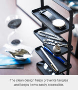 Yamazaki Home Tower 4-Tier Accessory Tray - Jewelry Holder & Storage Organizer - Steel, One Size, Black YAMAZAKI