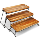 3 Tier Cupcake Stand and Towers Serving Tray for Party, Acacia Wooden Dessert Table Display Set, Decorative Tiered Tray Decor Small Chees Charcuterie Boards Rustic Wood Serving Platters and Trays Manspdier