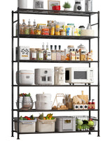 Sakugi Storage Shelves - 6 Tier Shelf Organizer, Heavy Duty Garage Shelving Unit with Leveling Feet, Stable Metal Shelves Organizer for Pantry, Kitchen and Closet, 46.3" W x 12.6" D x 76.1" H, Black Sakugi