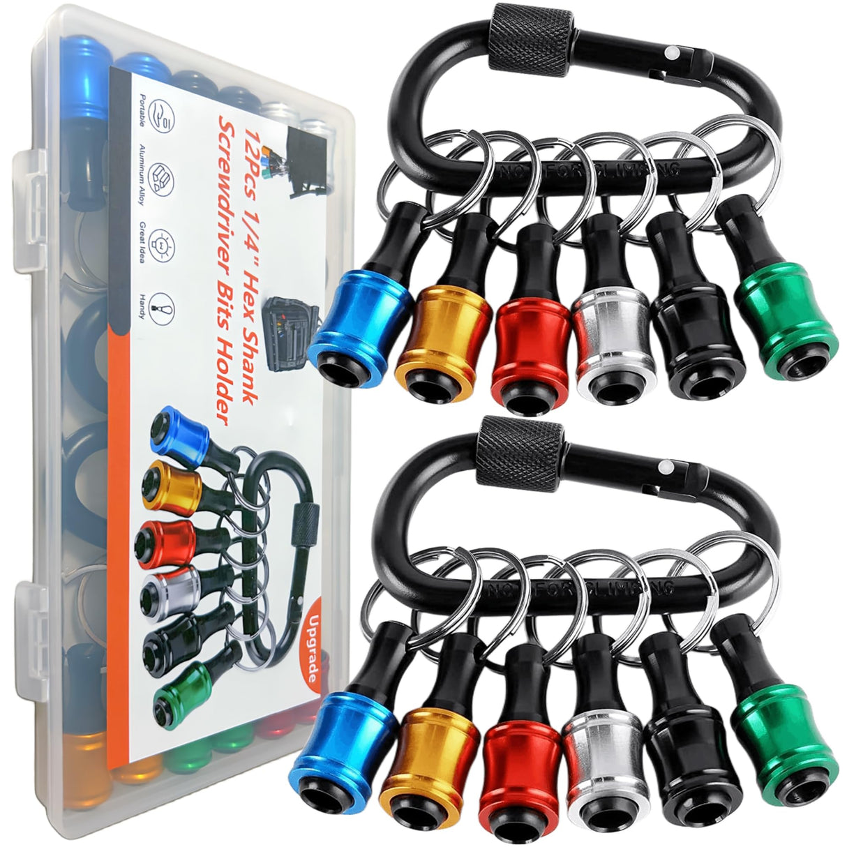 12PCS Bit Holders 1/4 Socket, Hex Shank Screwdriver Bit Holder for Impact Driver Drill Bit Keychain Extension Bar Quick Release Easy Change, Screwdriver Bit Holders for Tools & Home Improvement Gift FACAINCXS