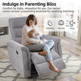 INZOY Swivel Rocker Recliner, Nursery Glider Chair, Manual Chairs Swivel Glider Recliners with Soft Backrest, Fabric Manual Reclining Sofa for Living Room Bedroom Apartment, Grey INZOY