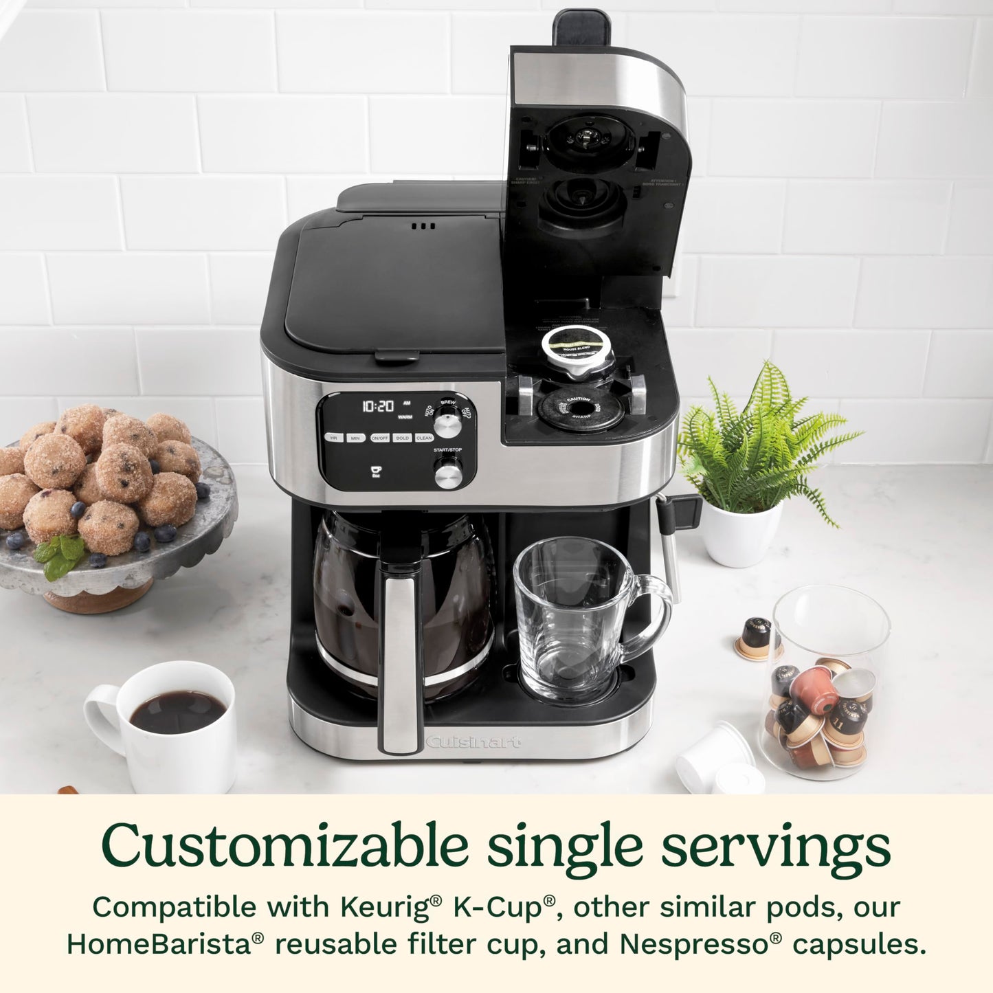 Cuisinart Coffeemaker, Coffee Center Barista Bar 4-In-1 Coffee Machine, Single-Serve Coffee, Espresso & Nespresso Capsule Compatible, 12-Cup Carafe, Black, SS-4N1