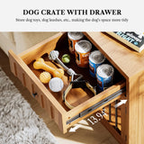 LIKEMET Dog Crate Furniture for Small Dogs, Wooden Dog Kennel with Drawer, Indoor Pet Crate End Table with 1.18-inch Tabletop, Decorative Pet Cage Dog House, Walnut LIKEMET