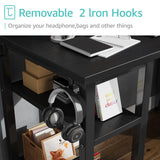 Lufeiya Gaming Desk with 4 Fabric Drawers & Storage Shelves, 47 inch Computer Writing Work Study Desk for Home Office Bedroom, Modern Simple Student PC Desks Table, Black Lufeiya