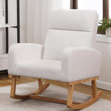 HCHAIRH Rocking Chair Nursery, Sherpa Nursing Rocking Armchair for Mom Nursery Morden Rocker Chair with High Backrest for Living Room,Bedroom,Teddy White HCHAIRH