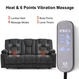 MCombo Zero Gravity Power Reclining Sofa with Heat and Vibration Massage, 3 Seater Reclining Couch with USB Ports, Cup Holders for Living Room, Fabric 6035SET (Grey, 3 Seater) MCombo