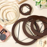 RattanView 12 Pcs 6 Inch and 8 Inch Wood Embroidery Hoop Frame with Embroidery Hoops Round Embroidery Hoops Display Frame for Finished Cross Stitch Hoop Frame DIY Art Craft Sewing Ornaments(Walnut) RattanView