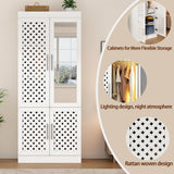chartustriable Armoire Wardrobe Closet with Woven Doors and Mirror 75.6" Large Armoire Wardrobe Cabinet with Storage Drawers and Hanging Rail, Freestanding Closets for Bedroom chartustriable