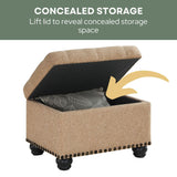 Convenience Concepts Designs4Comfort 5th Avenue Storage Ottoman 24" - Contemporary Foot Stool and Seat with Hinged Lid for Living Room, Dining Room, Office, Den, Tan Fabric Convenience Concepts
