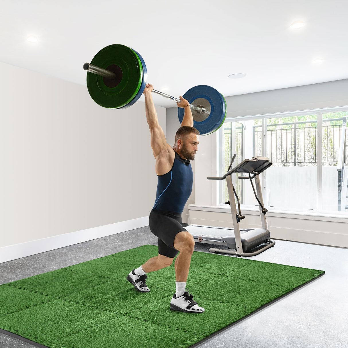 Sorbus Grass Foam Floor Tiles - 12 Interlocking Mats of 24"X24” Total of 48 Sq Ft for Kids Outdoor Toys, Playroom, Deck, Patio, Basement Home Gym - Artificial Carpet Grass Turf Indoor Outdoor Flooring Sorbus