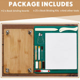 DoubleFill Book Binding Kits Book Press 11.6”x 7.9” Bamboo Wood Bookbinding Tools Set with Real Bone Folder Awl Large Eye Needles Wax Thread Cloth for Beginners DIY Bookbinding Supplies DoubleFill