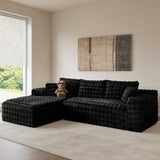 TYBOATLE 107’’ Boneless Slow-Rebound Memory Foam Couch, Cloud Sectional Couches for Living Room w/Upgraded Fabric, Deep Seat Comfy Fluffy L Shaped Modular Sectional Sofa (Black, Left Facing Chaise) TYBOATLE
