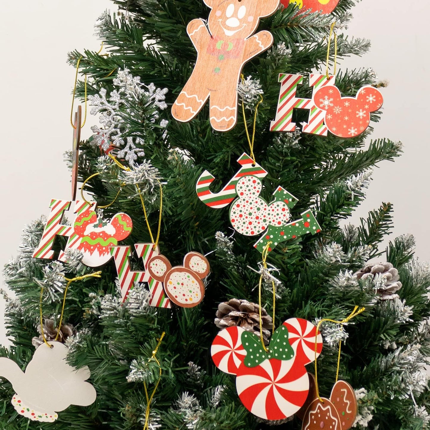 Christmas Decorations Tree Ornaments Set - 24Pcs Wooden Mouse Ornaments for Holiday Christmas Trees Hanging Party Decorations