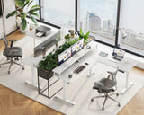 AODK Electric L-Shaped Standing Desk, Height Adjustable Office Desk with Monitor Stand, Sit-Stand Desk with Power Outlets, Large Lift Table for Home, Office, Workstation, White AODK