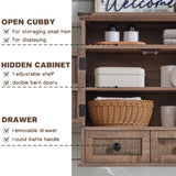 ACCOHOHO Bathroom Wall Cabinet, Farmhouse Medicine Cabinet, 24" Wide Bathroom Cabinet with Drawer, Adjustable Shelf, Double Barn Doors, Storage Cabinet for Bathroom, Kitchen, Living Room, Rustic Brown ACCOHOHO